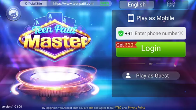 Teen Patti Master APK Login Screen Download